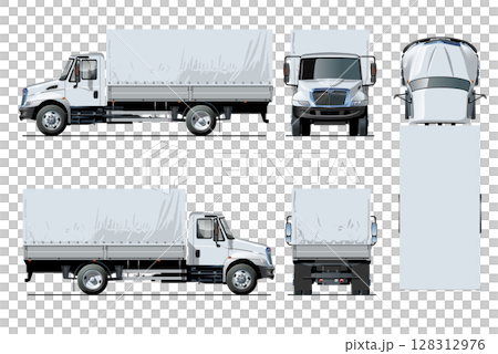 Vector awning flatbed truck template isolated on white background Vector awning flatbed truck template isolated on white background 128312976