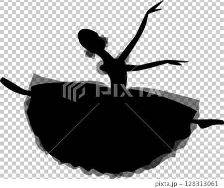 Ballerina dancing ballet black silhouette 128313061