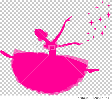 バレエを踊るバレリーナ ローズ色のシルエット バレエを踊るバレリーナ ローズ色のシルエット 128313064