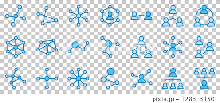 ネットワーク アイコン 繋がり 繋がる 人 ビジネス 青 水色 セット ネットワーク アイコン 繋がり 繋がる 人 ビジネス 青 水色 セット 128313150