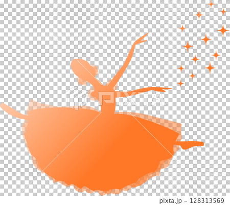 Ballerina dancing ballet Orange gradient silhouette 128313569