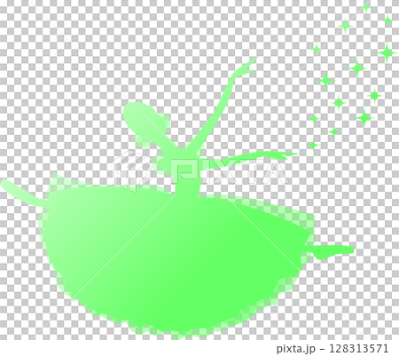 芭蕾舞女星跳芭蕾舞,黃綠色漸層輪廓 芭蕾舞女星跳芭蕾舞,黃綠色漸層輪廓 128313571