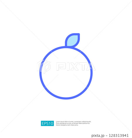 Simple Orange Fruit Icon with Leaf Symbolizing Fresh Agriculture and Healthy Nutrition 128313941