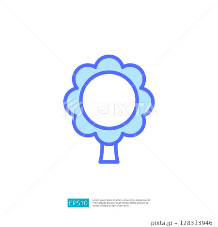 Simple Blue Tree Icon Representing Nature and Growth in a Minimalist Style 128313946