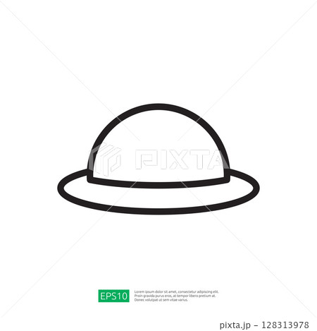 Simple Outline Icon of a Farming Hat Symbolizing Agriculture and Rural Life 128313978