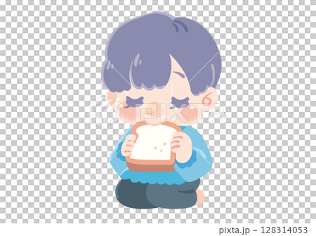 一個吃麵包的男孩 128314053