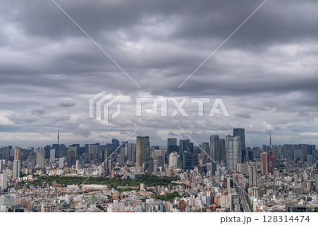 《東京都》大雨が迫る東京の空 128314474