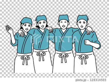 男女の働いている居酒屋店員 128314503