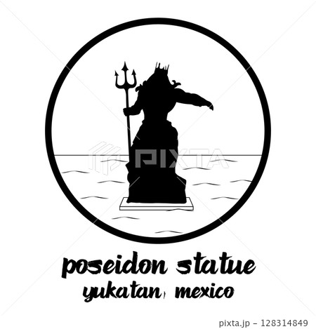 Circle Icon Poseidon Statue. Vector illustration 128314849