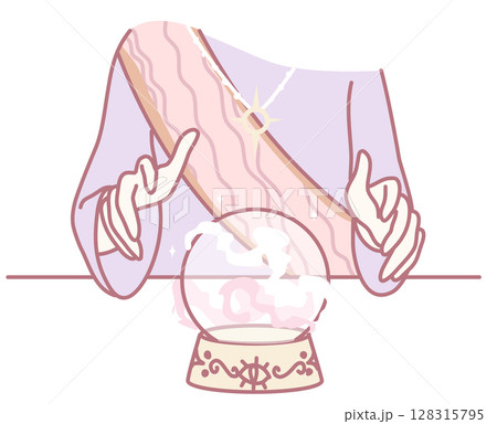 A Mystical Fortune Teller with a Crystal Ball Illustration that captivates the imagination 128315795