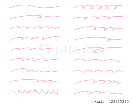 手書き風の線のベクターイラストセット。手描き、飾り、落書き、線画 128315830