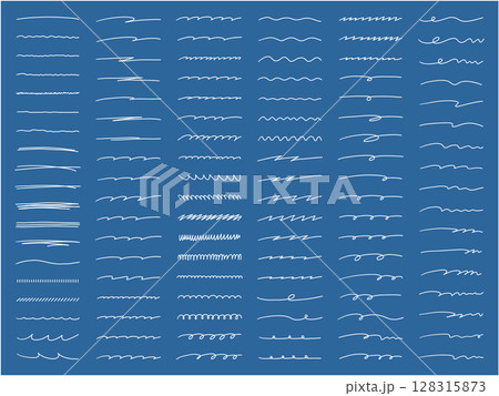 手書き風の線のベクターイラストセット。手描き、飾り、落書き、線画 128315873