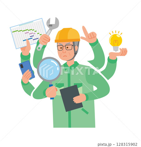 高齢のベテラン作業員 128315902