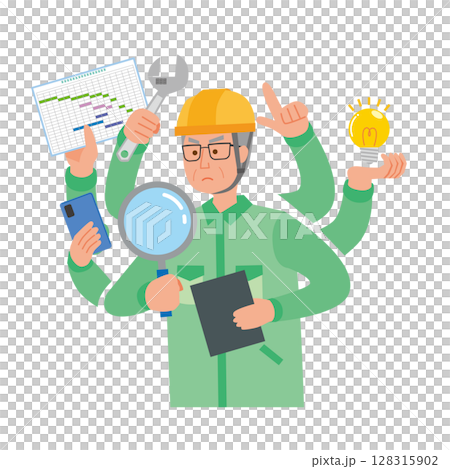 Elderly veteran worker 128315902