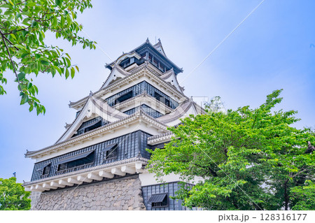 （熊本県）晴天下の熊本城 128316177