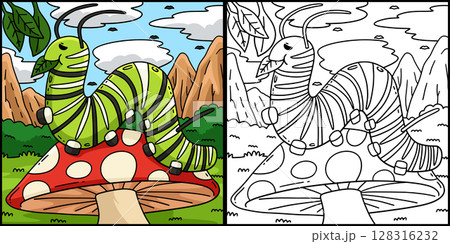 Insect Caterpillar Animal Colored Illustration  128316232