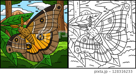 Insect Moth Animal Colored Cartoon Illustration  128316233