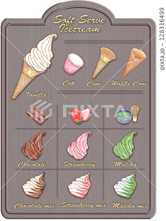ソフトクリーム縦長メニュー板_英語表記 128316499