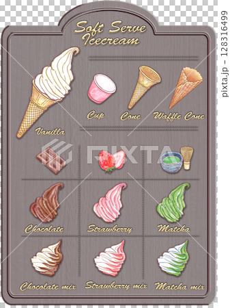 軟冰淇淋垂直菜單板_英文 128316499