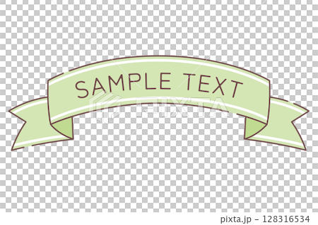 Green cute hand drawn ribbon illustration 128316534