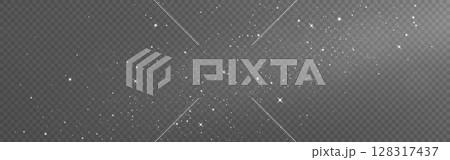 Silver glitter sparkles on transparent background. Bright shiny stars and dust trail effect for holiday, party or luxury design. Magic sparks and particles. Vector Illustration Silver glitter sparkles on transparent background. Bright shiny stars and dust trail effect for holiday, party or luxury design. Magic sparks and particles. Vector Illustration 128317437