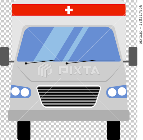 Illustration of an ambulance seen from the front Illustration of an ambulance seen from the front 128317956