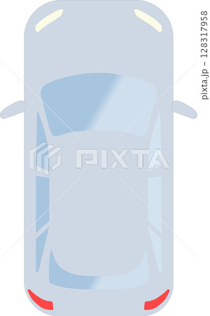 灰色のスポーツカーを上から見たイラスト 128317958