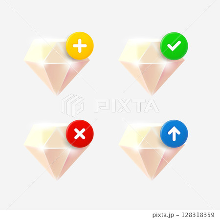 Gem icon set with different pictograms. 3d vector icons collection Gem icon set with different pictograms. 3d vector icons collection 128318359