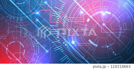 Abstract background. Scientific and technological concept with the use of technical elements formed in the shape of a circle. Abstract background. Scientific and technological concept with the use of technical elements formed in the shape of a circle. 128318663