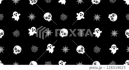 ハロウィンアイコンのシームレスパターン・背景素材 128319025