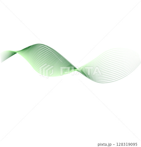 緑のグラデーションの波がなめらかに流れる背景イラスト 128319095