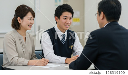 面談する男子高校生 128319100