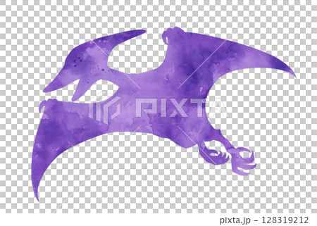 Watercolor silhouette of a Pteranodon 128319212