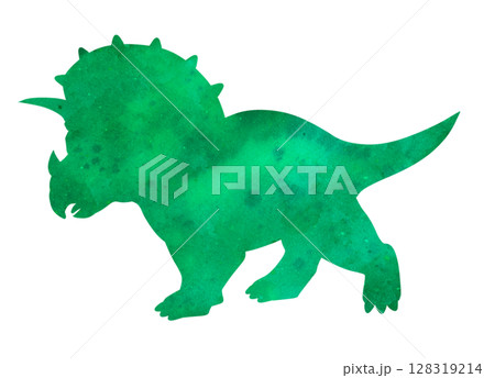 トリケラトプスの水彩風シルエット 128319214