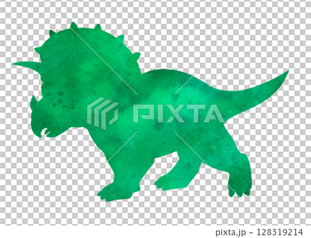 三角龍水彩剪影 128319214