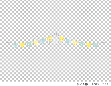 シンプルで可愛いガーランド　青緑と黄色 128319333