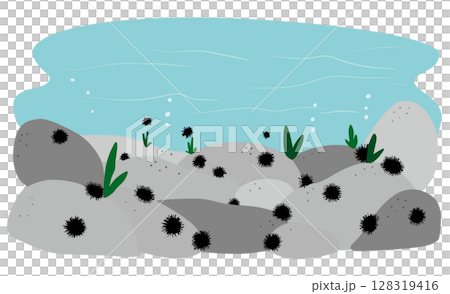 岩石海岸線的水下插圖 128319416