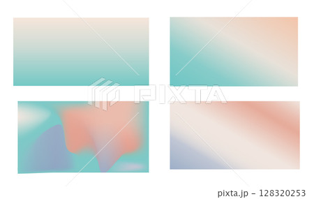Set mint and peach colored background, blender mesh gradient background, delicate frozen bright sky, spring and summer paper 128320253