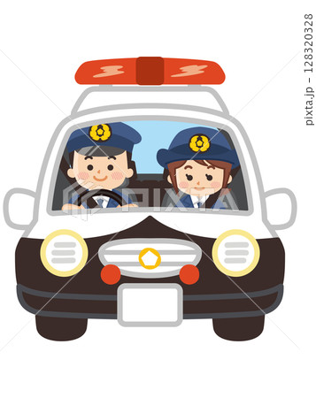 パトカーを運転している警察官 128320328