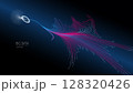 Big data visualization flow with neon red and blue lines 128320426