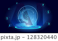Futuristic digital financial dashboard with currency symbols 128320440