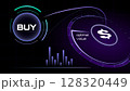 Futuristic buy interface glowing dollar sign with optimal value indicator 128320449