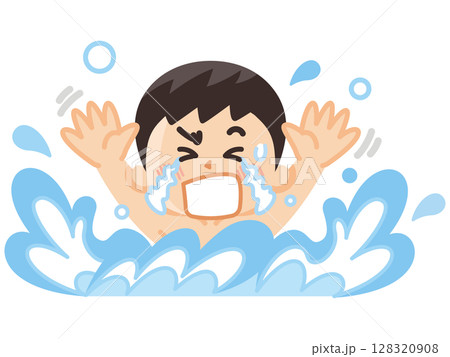 溺れている男の子 プール 海水浴 溺れている男の子 プール 海水浴 128320908