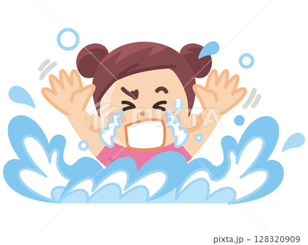 溺れている女の子　プール　海水浴 128320909