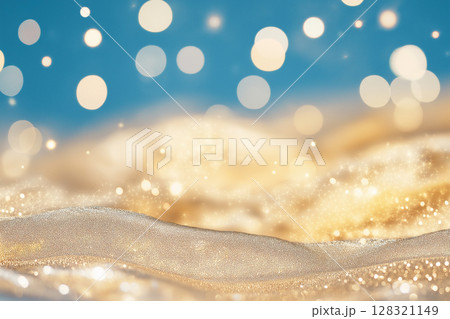 Abstract bokeh lights with a sparkle and glitter background creating a golden shimmer blur Abstract bokeh lights with a sparkle and glitter background creating a golden shimmer blur 128321149