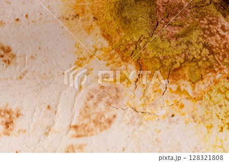 Rotten bread on table. Rotten bread on table. 128321808