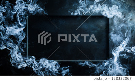 青白い煙が漂うメタリックな質感のダーク背景 青白い煙が漂うメタリックな質感のダーク背景 128322067