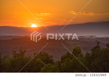 Sunset over Provence landscape Sunset over Provence landscape 128322869