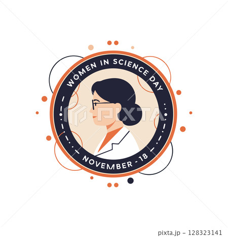Women in Science Day November 18 Female Scientist Profile Vector Illustration for Special Occasion 128323141