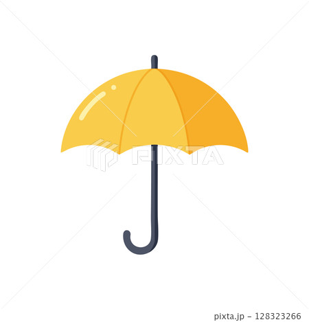 Yellow umbrella with curved handle vector illustration isolated on white background 128323266